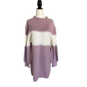 SHEIN Lavender and Cream Knit Midi Dress